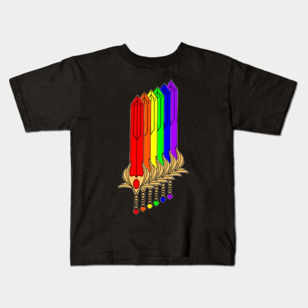 She-ra Rainbow Swords Kids T-Shirt by CaveofNerdom